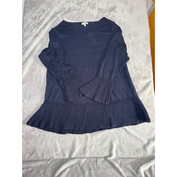 Style & Co Womens size 1X Navy Ribbed Trim Long Sleeve Sweater - Picture 12 of 16